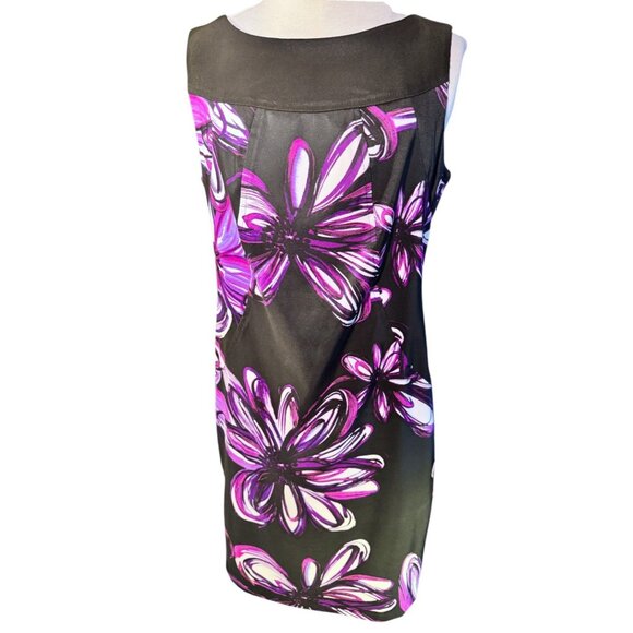ALYX Petite 8P Sleeveless Floral Black & Purple Zipper Back Dress - Picture 2 of 9